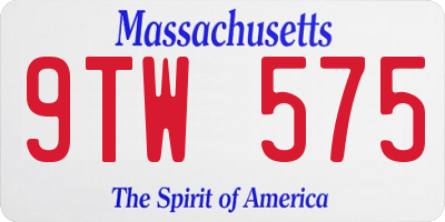 MA license plate 9TW575