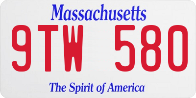 MA license plate 9TW580