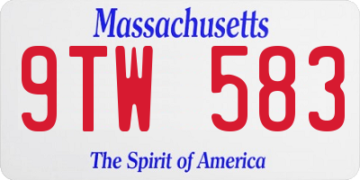 MA license plate 9TW583