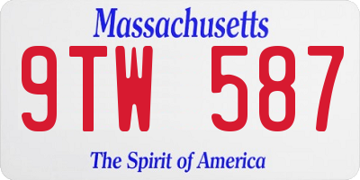 MA license plate 9TW587