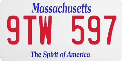 MA license plate 9TW597