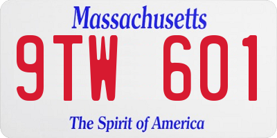 MA license plate 9TW601