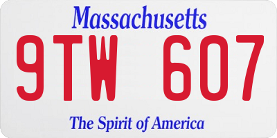 MA license plate 9TW607