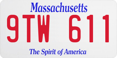 MA license plate 9TW611