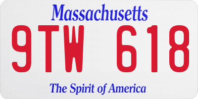 MA license plate 9TW618