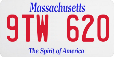 MA license plate 9TW620