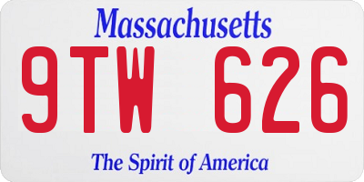 MA license plate 9TW626