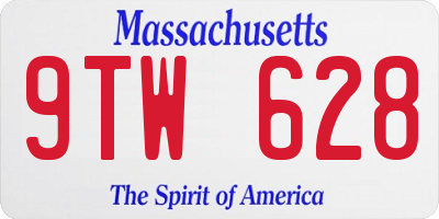 MA license plate 9TW628