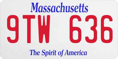 MA license plate 9TW636
