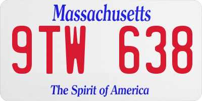 MA license plate 9TW638