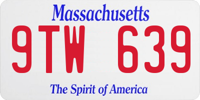 MA license plate 9TW639
