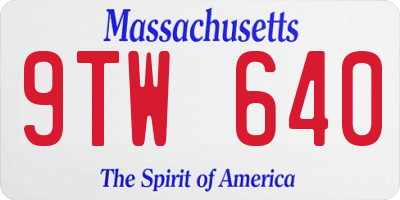 MA license plate 9TW640