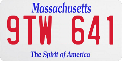MA license plate 9TW641