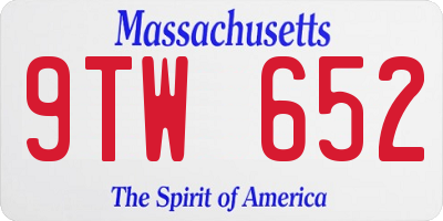 MA license plate 9TW652