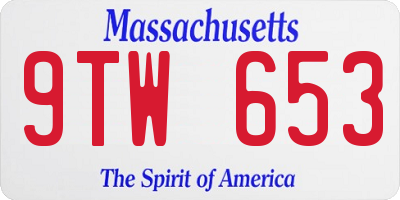 MA license plate 9TW653