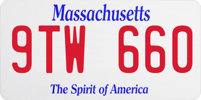MA license plate 9TW660