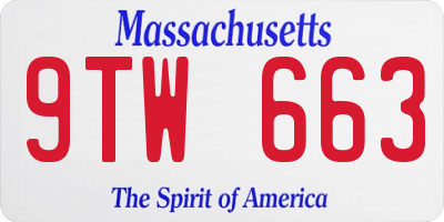 MA license plate 9TW663