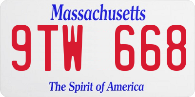 MA license plate 9TW668