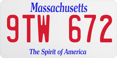 MA license plate 9TW672