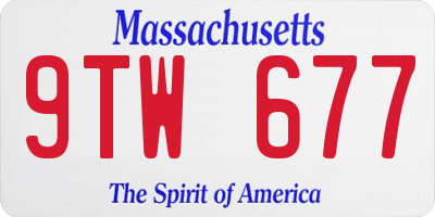 MA license plate 9TW677