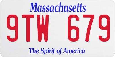 MA license plate 9TW679