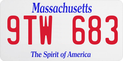 MA license plate 9TW683