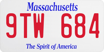 MA license plate 9TW684