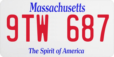 MA license plate 9TW687