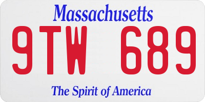 MA license plate 9TW689