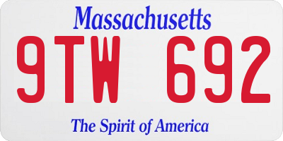 MA license plate 9TW692