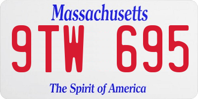 MA license plate 9TW695