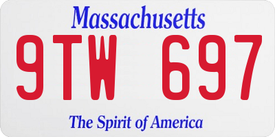MA license plate 9TW697