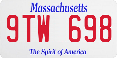 MA license plate 9TW698