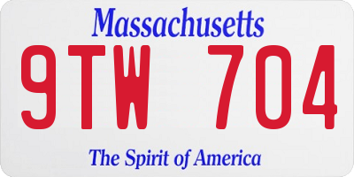 MA license plate 9TW704