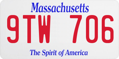 MA license plate 9TW706