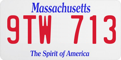 MA license plate 9TW713