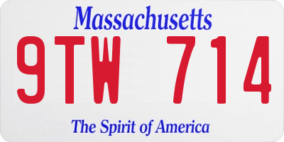 MA license plate 9TW714