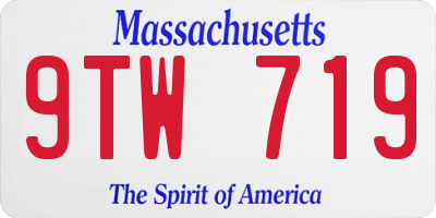 MA license plate 9TW719