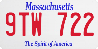 MA license plate 9TW722