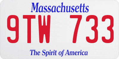 MA license plate 9TW733