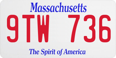 MA license plate 9TW736