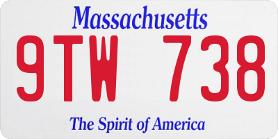 MA license plate 9TW738