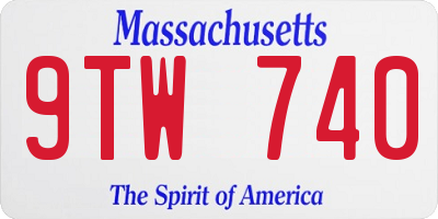 MA license plate 9TW740