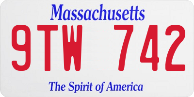 MA license plate 9TW742