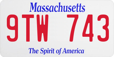 MA license plate 9TW743