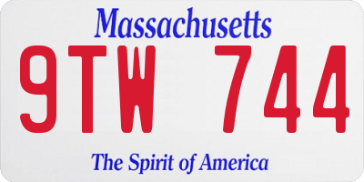 MA license plate 9TW744