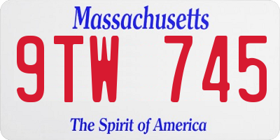 MA license plate 9TW745