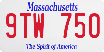 MA license plate 9TW750