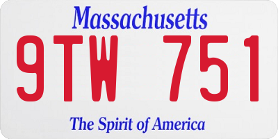 MA license plate 9TW751