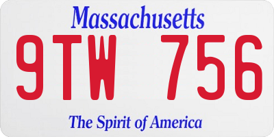 MA license plate 9TW756